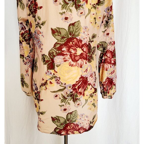 Soft Surroundings Red Pink Floral Long Sleeve Blouse Silk Blend Size S - Picture 8 of 11